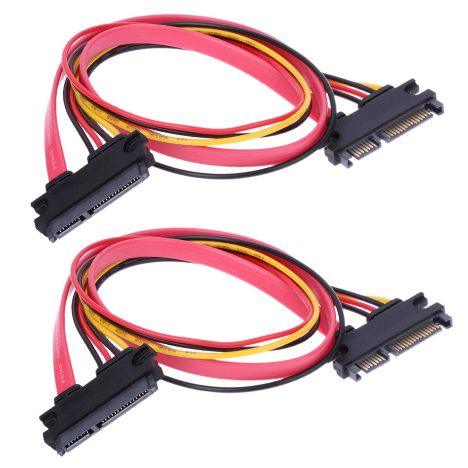 2-Pack 50cm SATA Power Cable 22Pin (7+15) Male Plug to 22 Pin Female Jack Con...