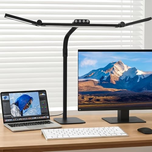 LED Desk Lamp for Home Office with Base, 28.2" Adjustable Gooseneck Swing Arm 