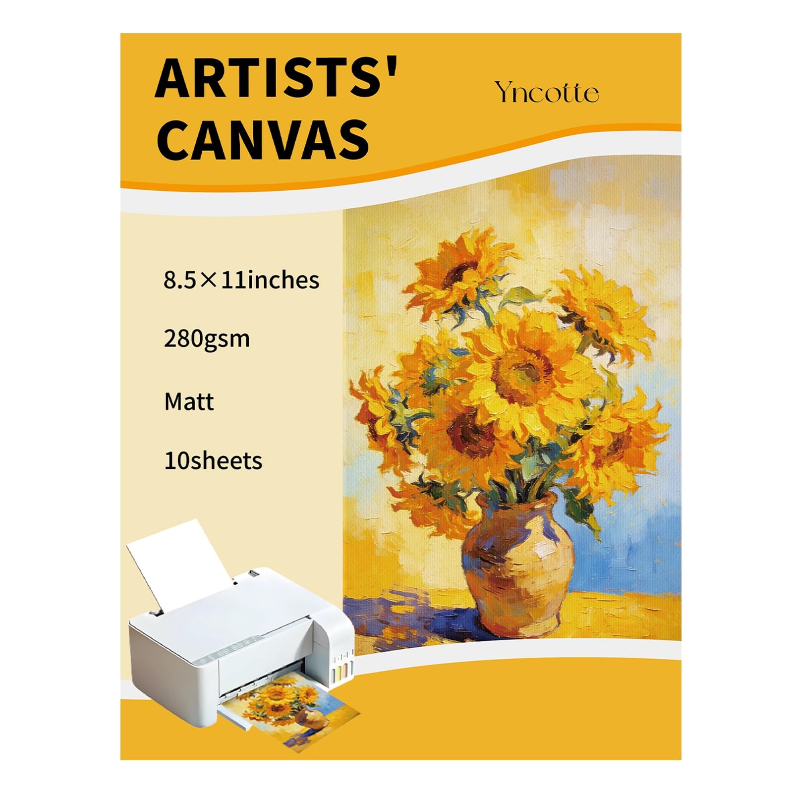 15Pcs Canvas Printer for Inkjet Printers, 8.5x11 Inch Bright White 280gsm Pri...