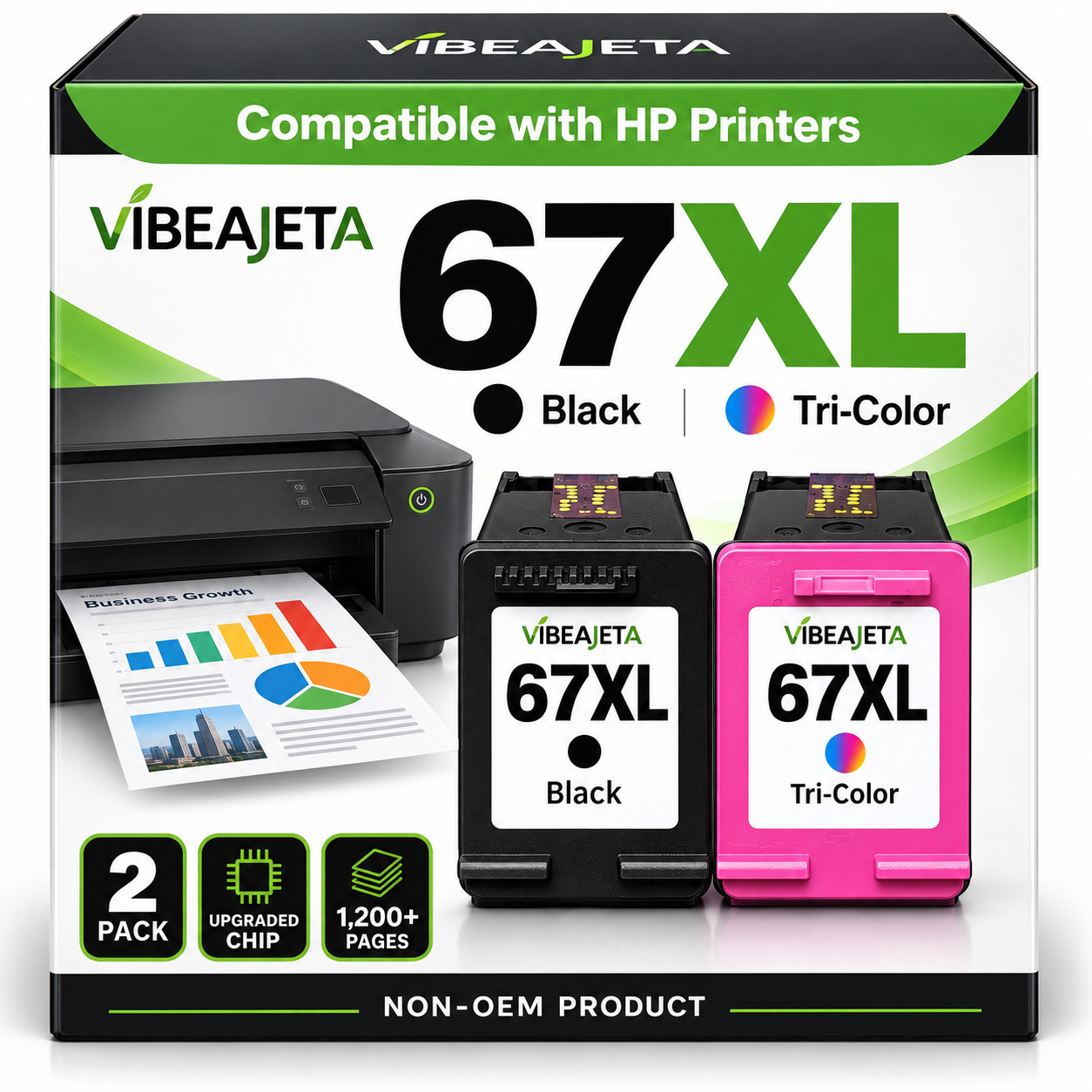 67XL Ink Cartridge Combo Pk Replacement for HP Ink 67 Envy Pro 6400 DeskJet 3752