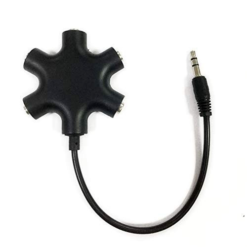 5-Way Multi Headphone Audio Splitter Connector Black