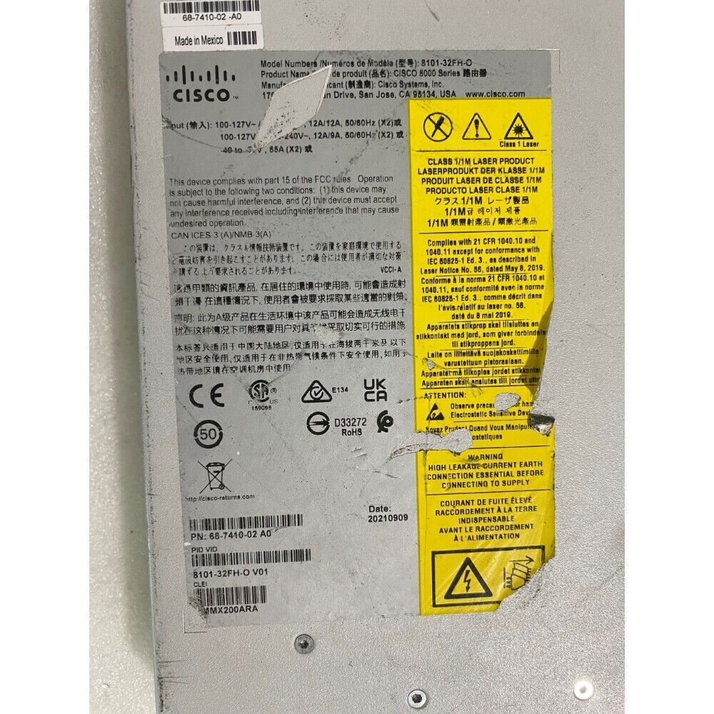 Cisco 8101-32FH-O 8000 Series Router 1 RU Chassis with 32x400GbE QSFP56-DD