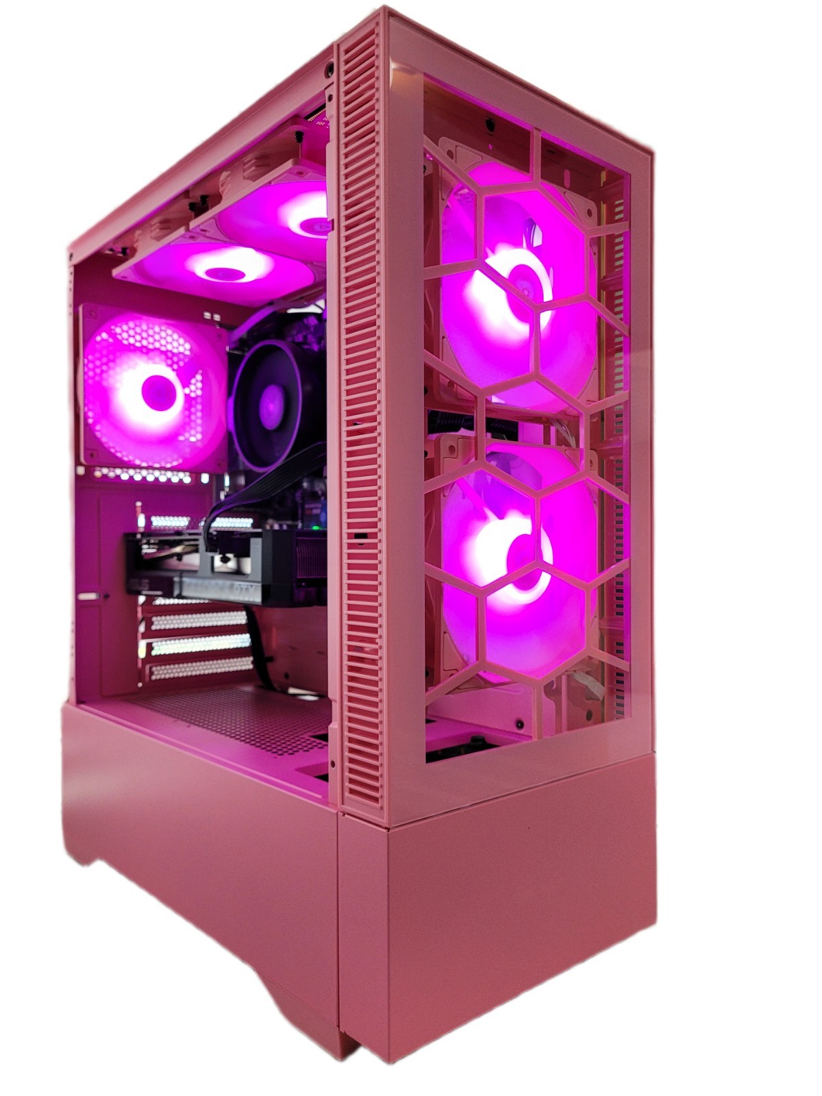 Custom Pink Gaming PC Nvidia RTX Graphics Card + AMD RYZEN Windows 11 PRO RGB