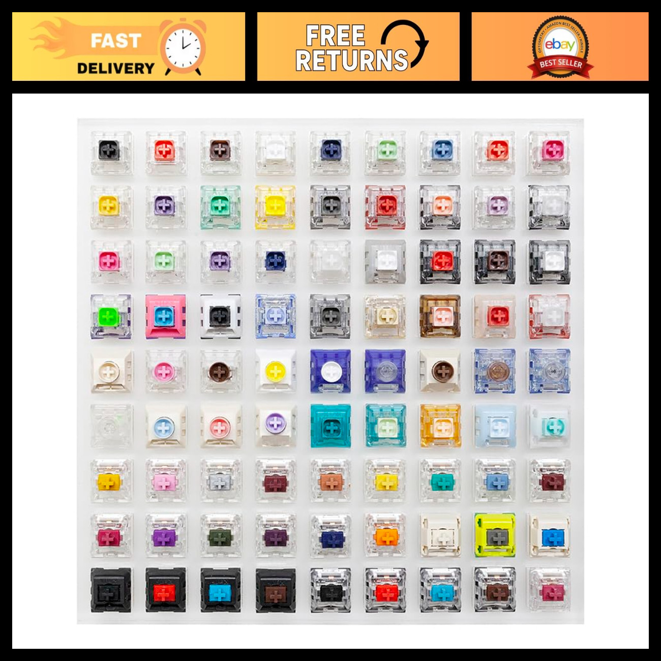 Mechanical Keyboard Switch Tester with Acrylic Base & Blank Keycaps - 81 Switche