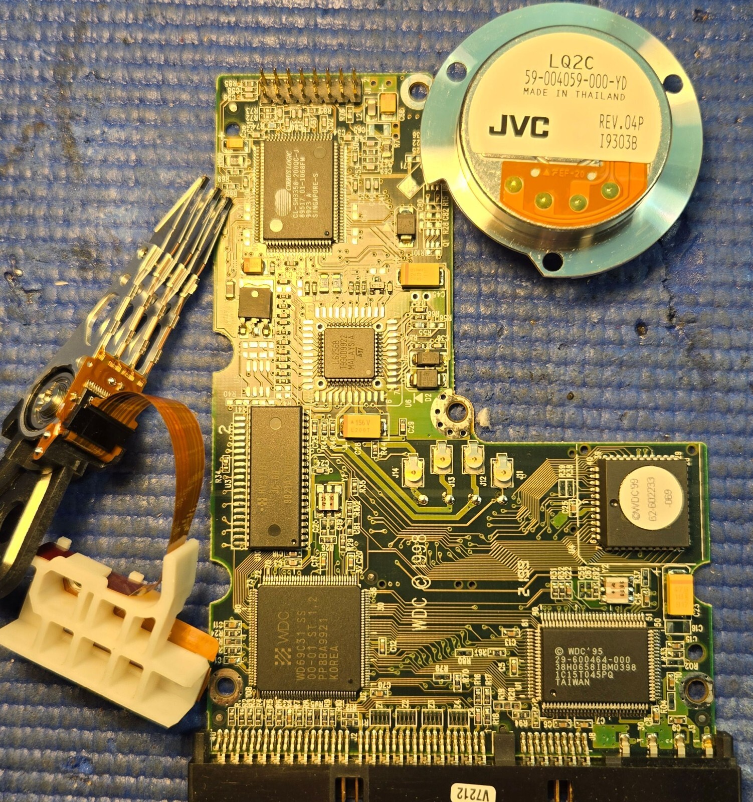 Western Digital 3.5" Hard Drive Components,  Circuit Board, Motor, Heads - Used