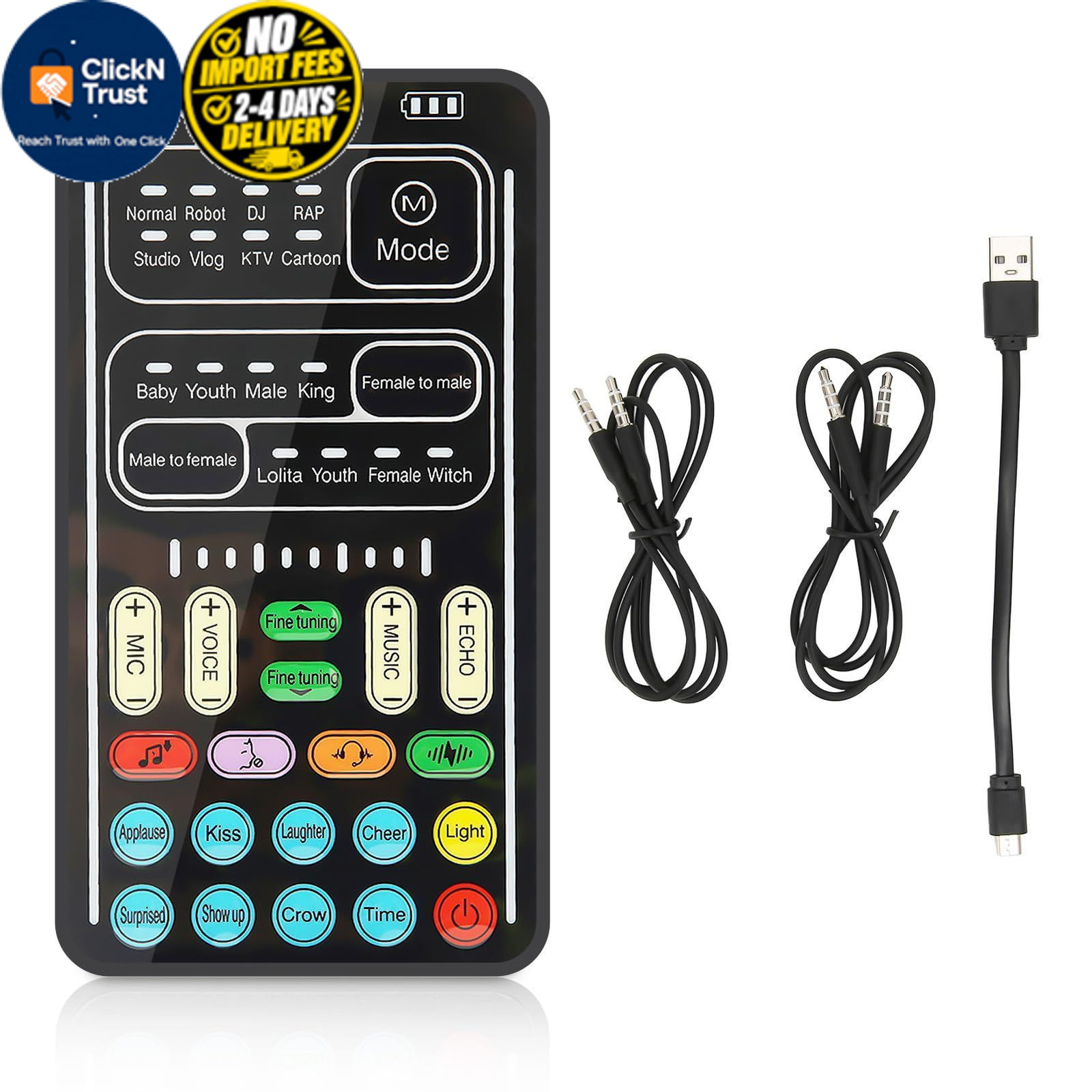 Voice Changer, Multifunctional Mini Sound Card 8 Different Changes...