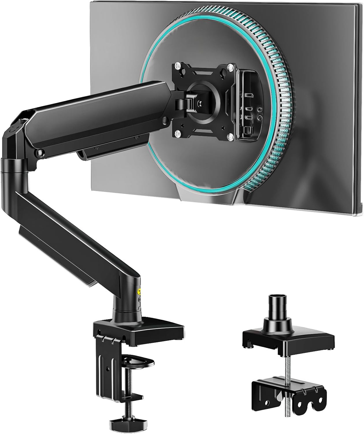 Single Monitor Arm, Monitor Mount for 17-32 Inch Screens Gas Spring Adjustable