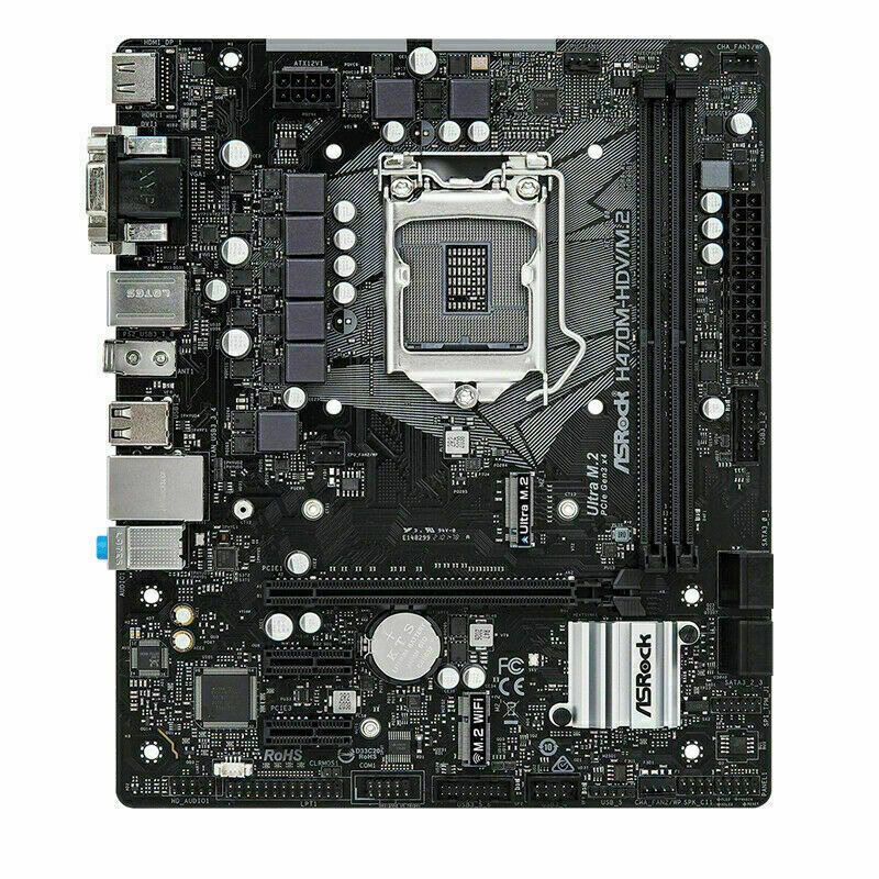 ASROCK H470M-HDV/M.2 Motherboard Intel H470 LGA1200 DDR4 M.2 D-Sub DVI-D M-ATX