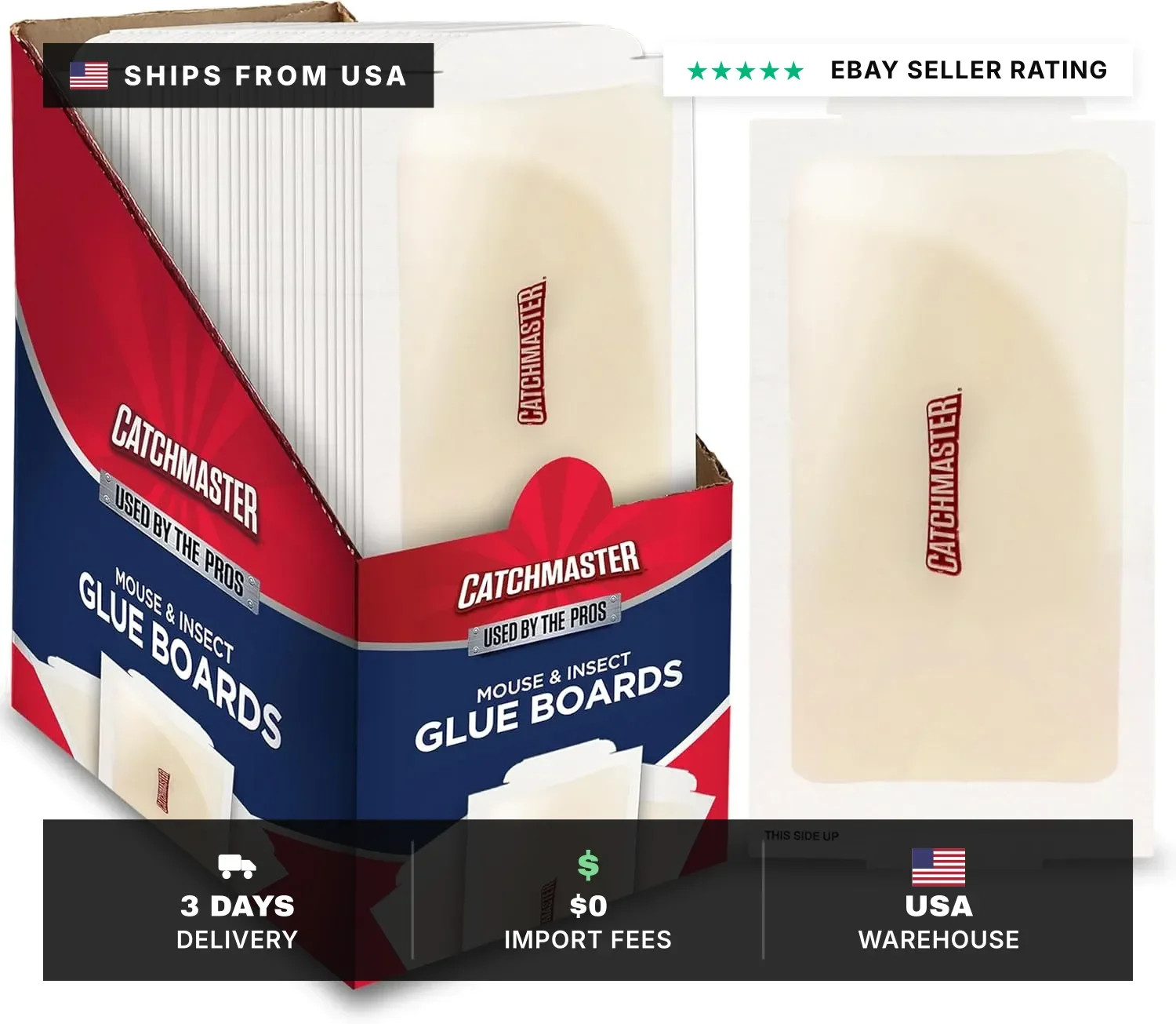 Compact Sticky Insect & Mouse Traps 75-Count, 3.5"x7" Glue Boards for Mice & Ins