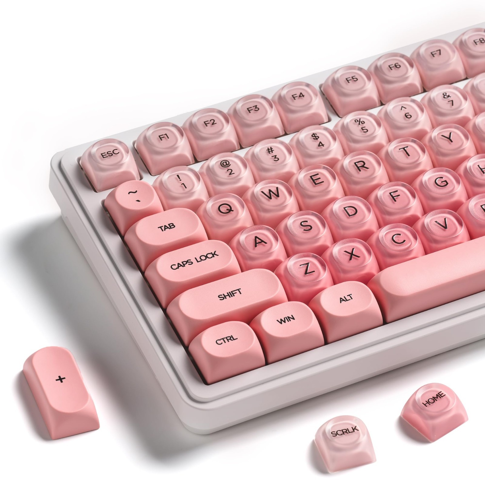 Cute Pink Keycap Set - 132 Jelly Keycaps for Mechanical Keyboards, Cherry/Gatero