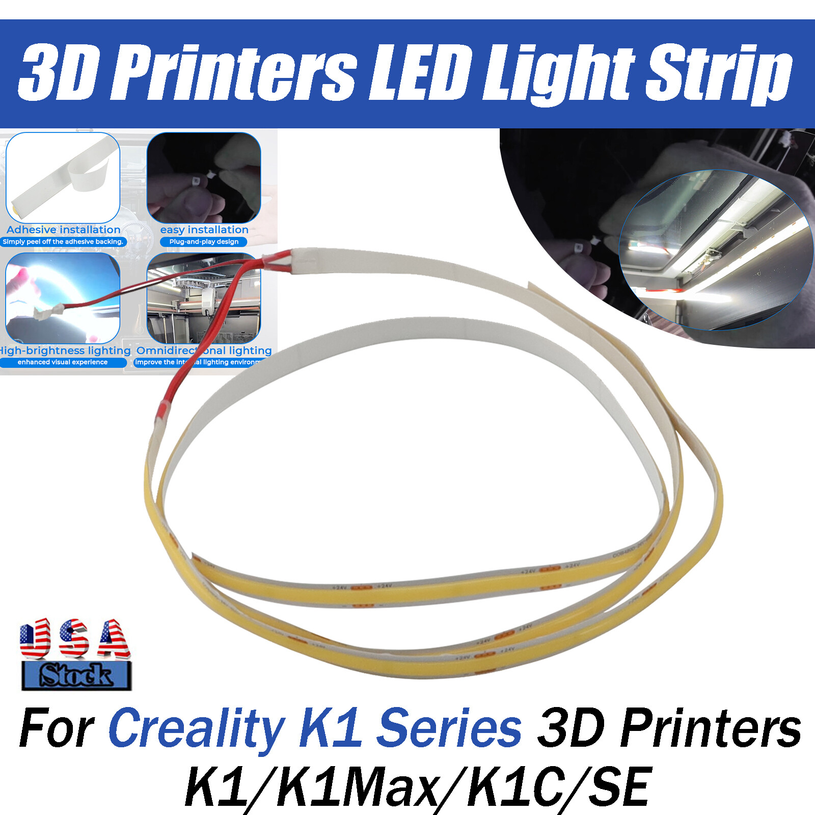 For All Creality K1 Series 3D Printers Upgrade LED Light Strip K1/K1Max/K1C/SE