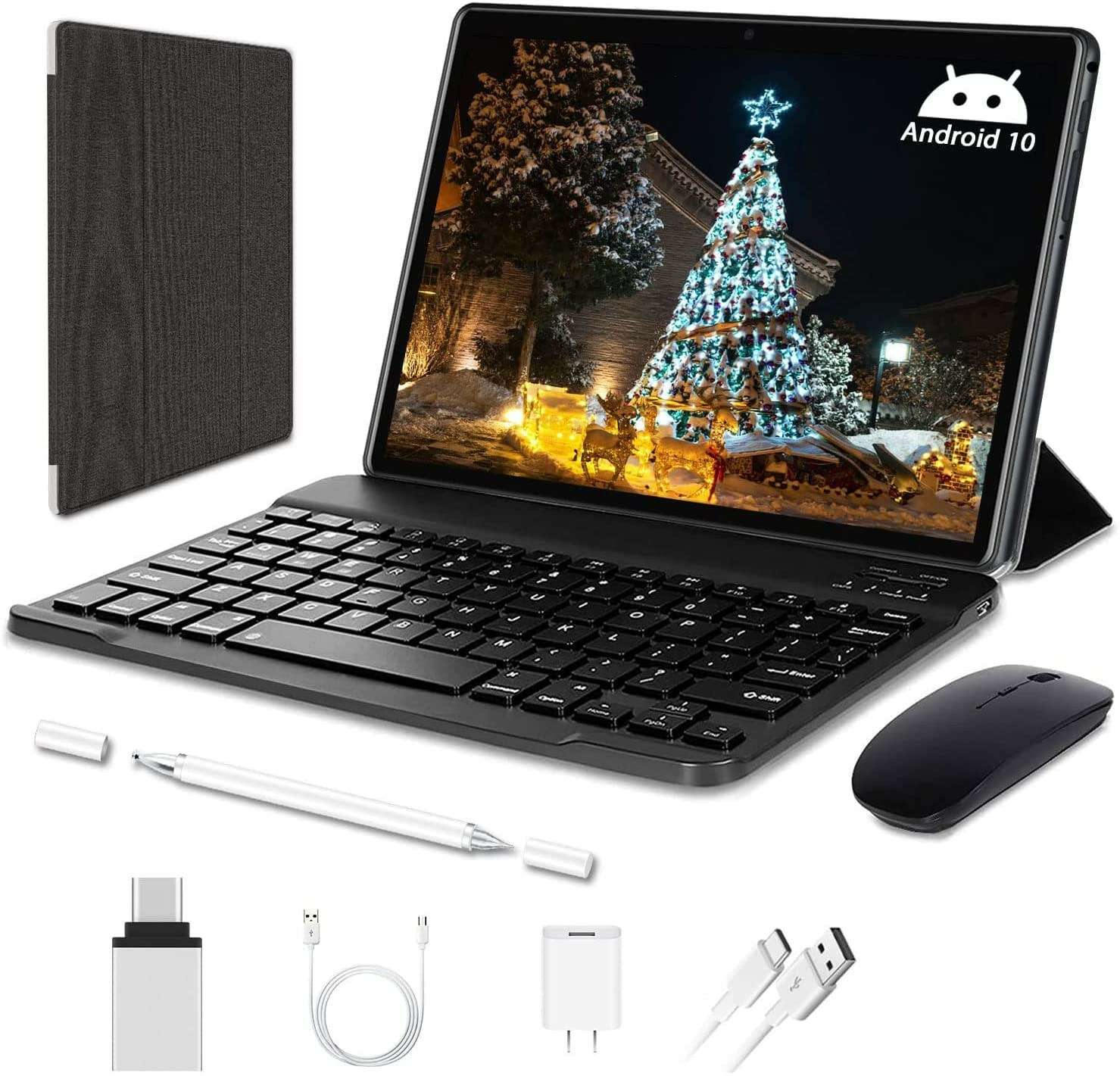 Tablet 10 Inch Android 11, 4GB RAM 64GB ROM 1920x1200 IPS w Keyboard/Mouse