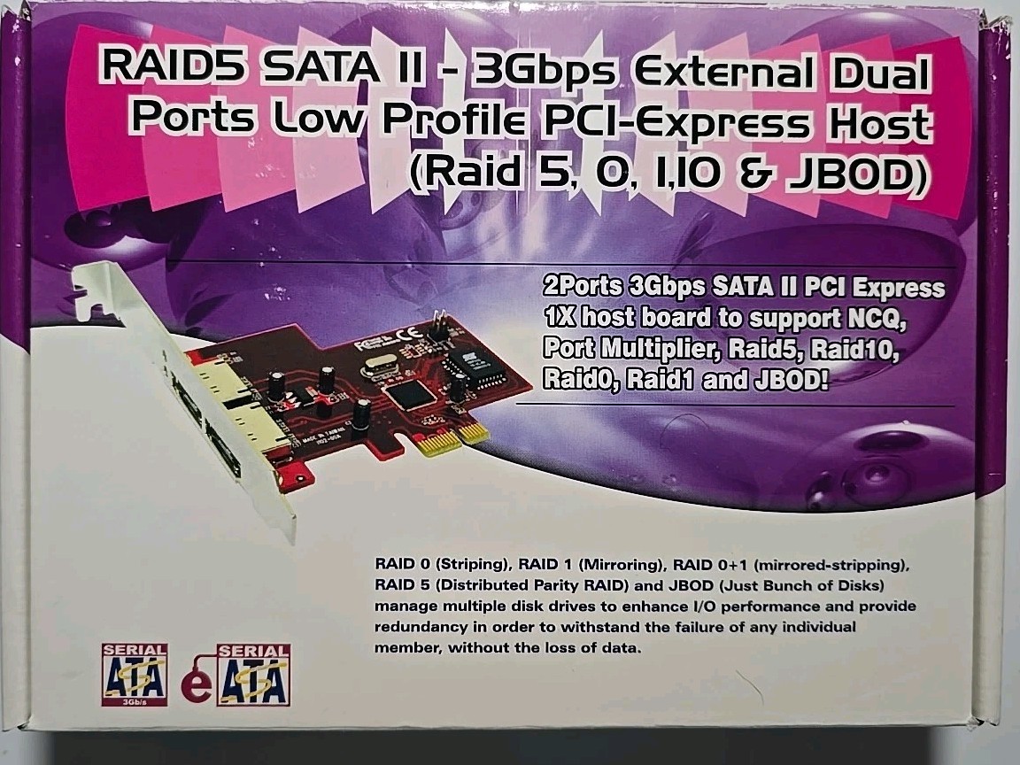 raid5 sata ll-3gbps 1 external & internal 2 ports low profile pci-express host