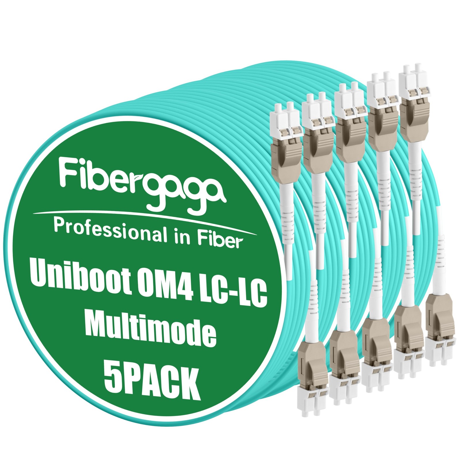 2M Uniboot OM4 LC to LC Fiber Patch Cable MultiMode 10GB 50/125m 5 PCS