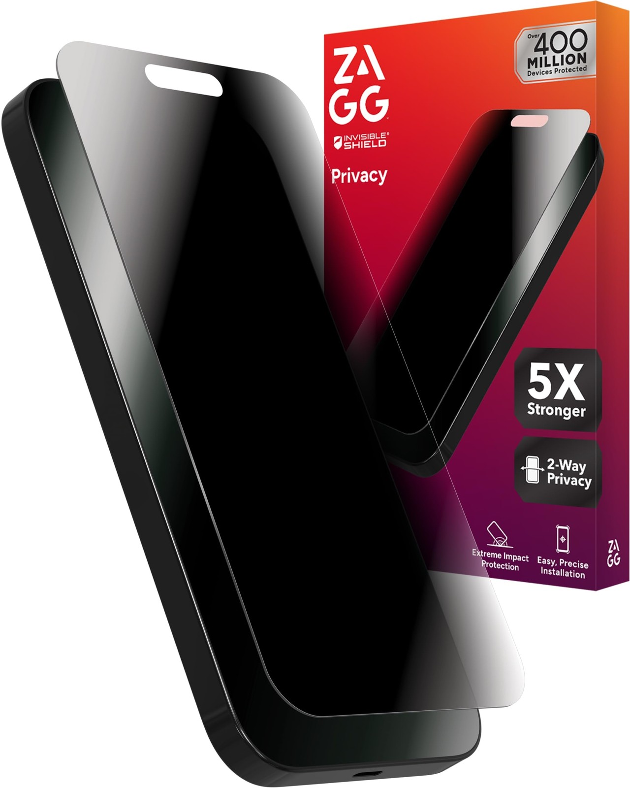 ZAGG Glass Elite Privacy Screen Protector for iPhone 15 Pro - Matte, 5X Stronger