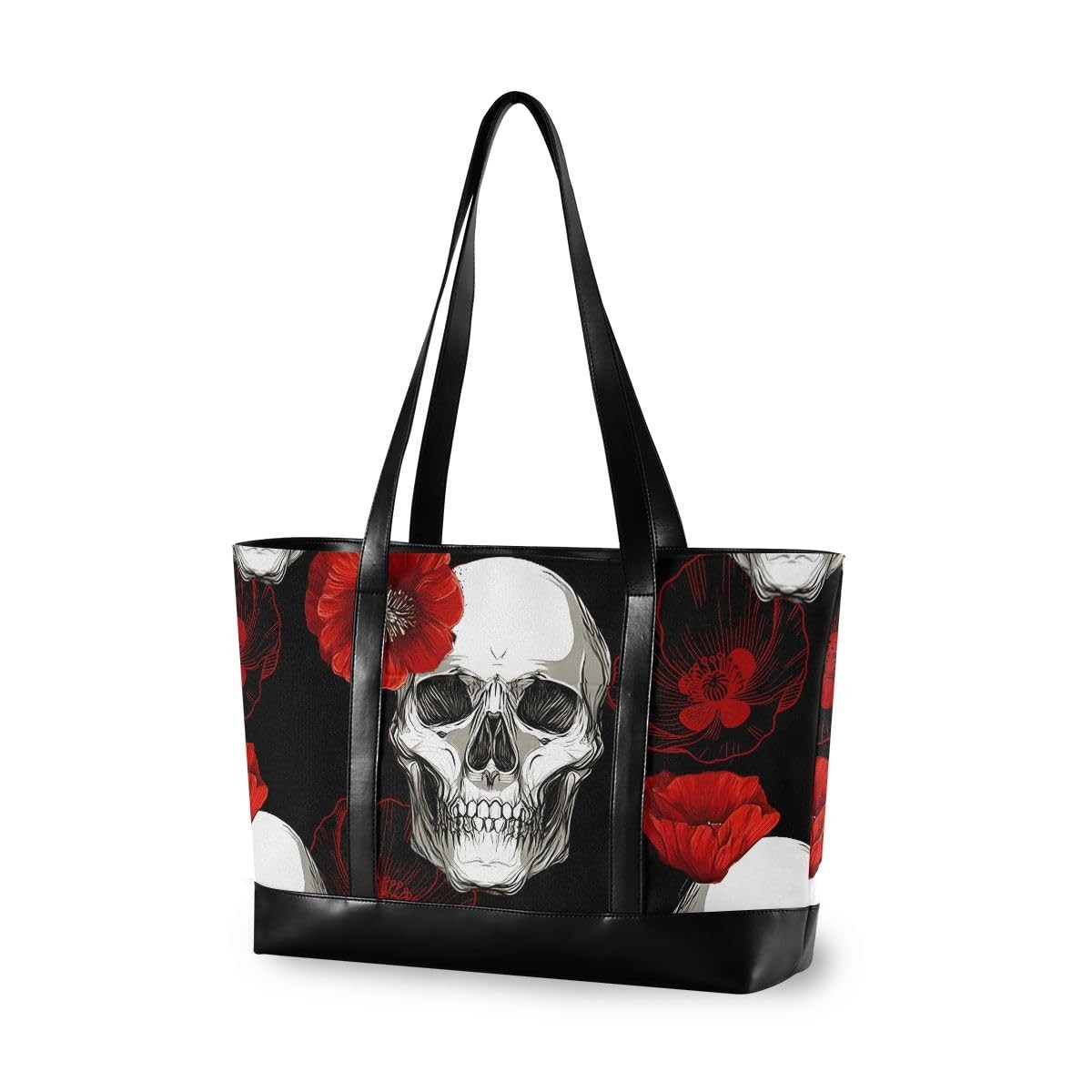 Skull And Red Roses Laptop Tote Bag,Fits 15.6 Inch Laptop,Womens Lightweight ...