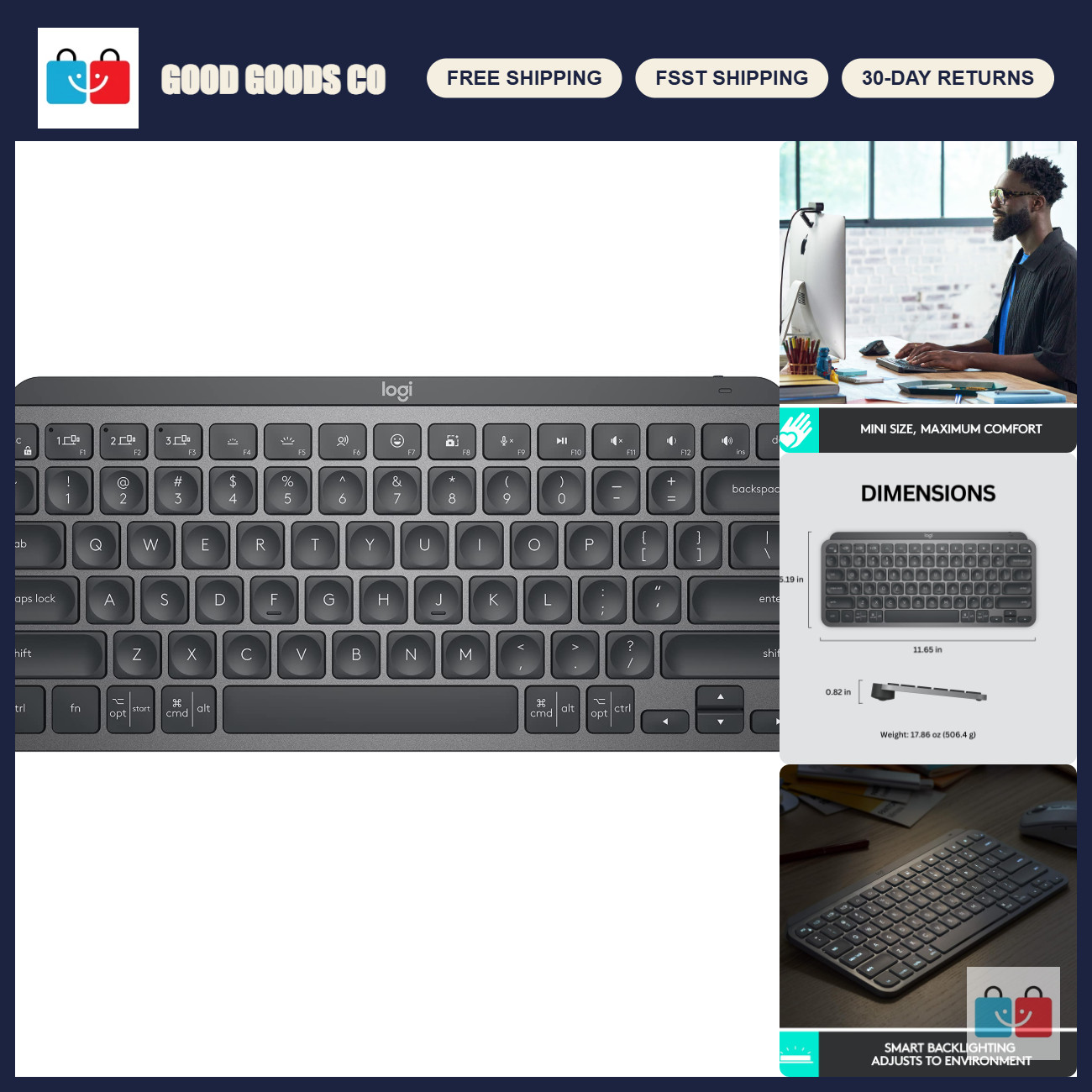 Wireless Illuminated Mini Keyboard - Compact, Sleek Design, Backlit Keys, Graphi