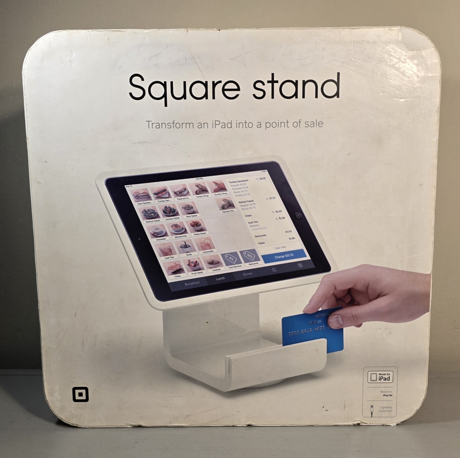 Square Stand for iPad Air POS with Lighting Connector - White