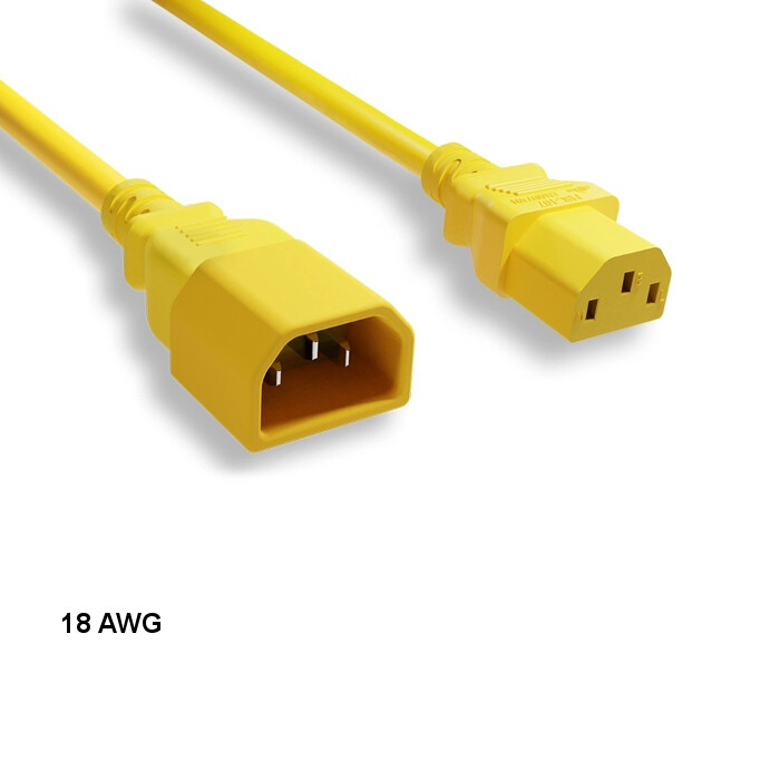 LOT 10pcs Yellow 6ft 18AWG Color Power Cable IEC60320 C13 to IEC320 C14 10A/250V