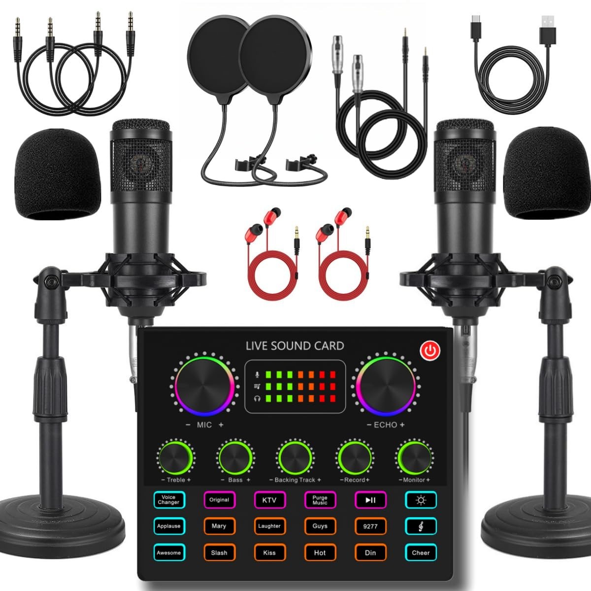 V8max Podcast Equipment Bundle for 2, Voice Changer with BM-800 Podcast Micro...