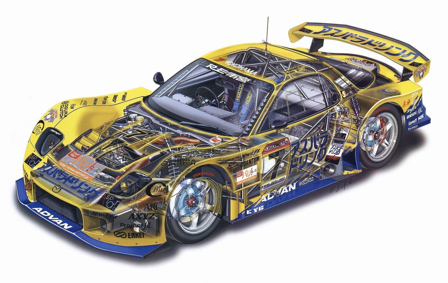 Cars mazda rx 7 gt jgtc race technical Desk Mat Stitched