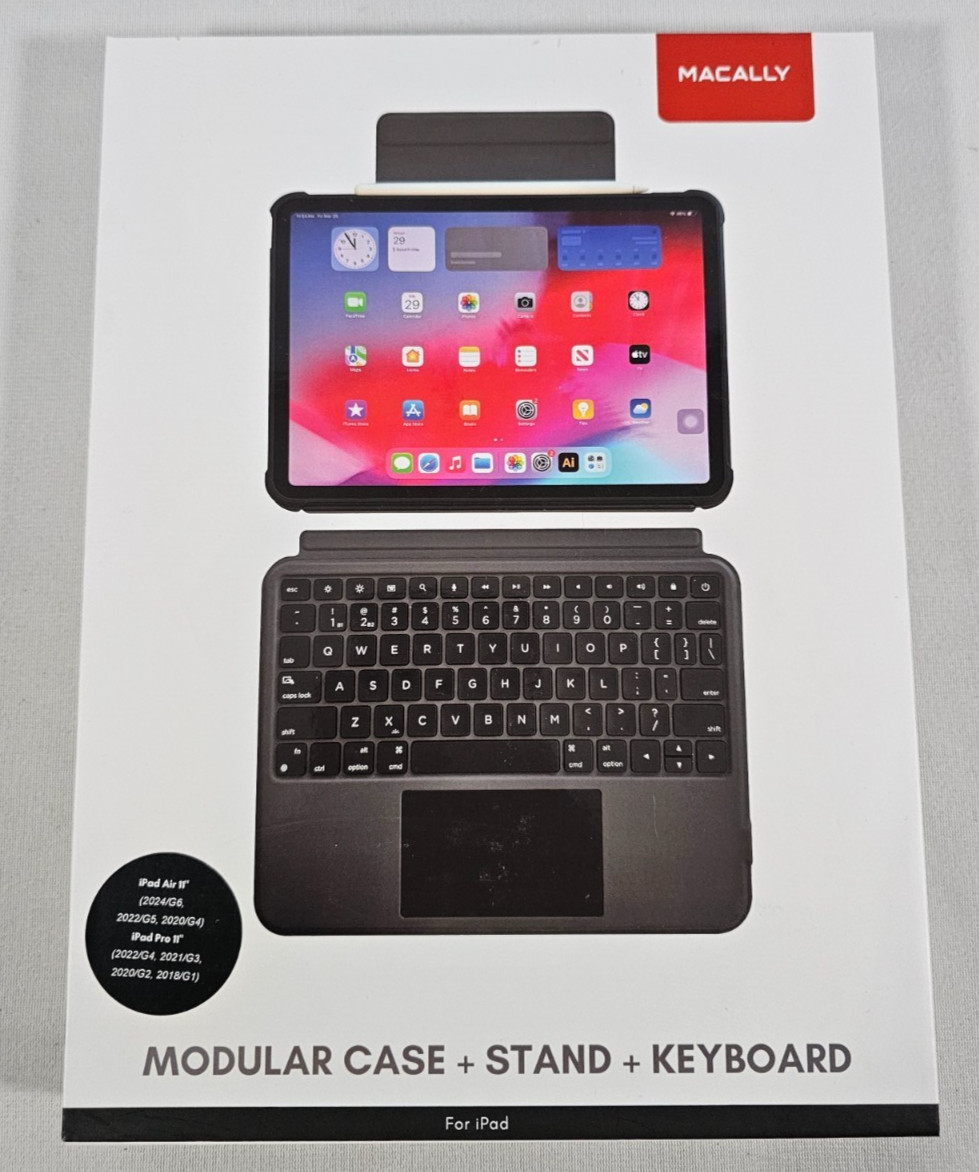 Case w Keyboard for 11" iPad Pro M3 M2 Black Backlit Bluetooth Magnetic Pencil