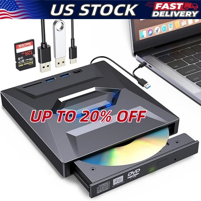 External CD DVD Drive USB 3.0 Writer Burner Player for PC Laptop Windows 11 10