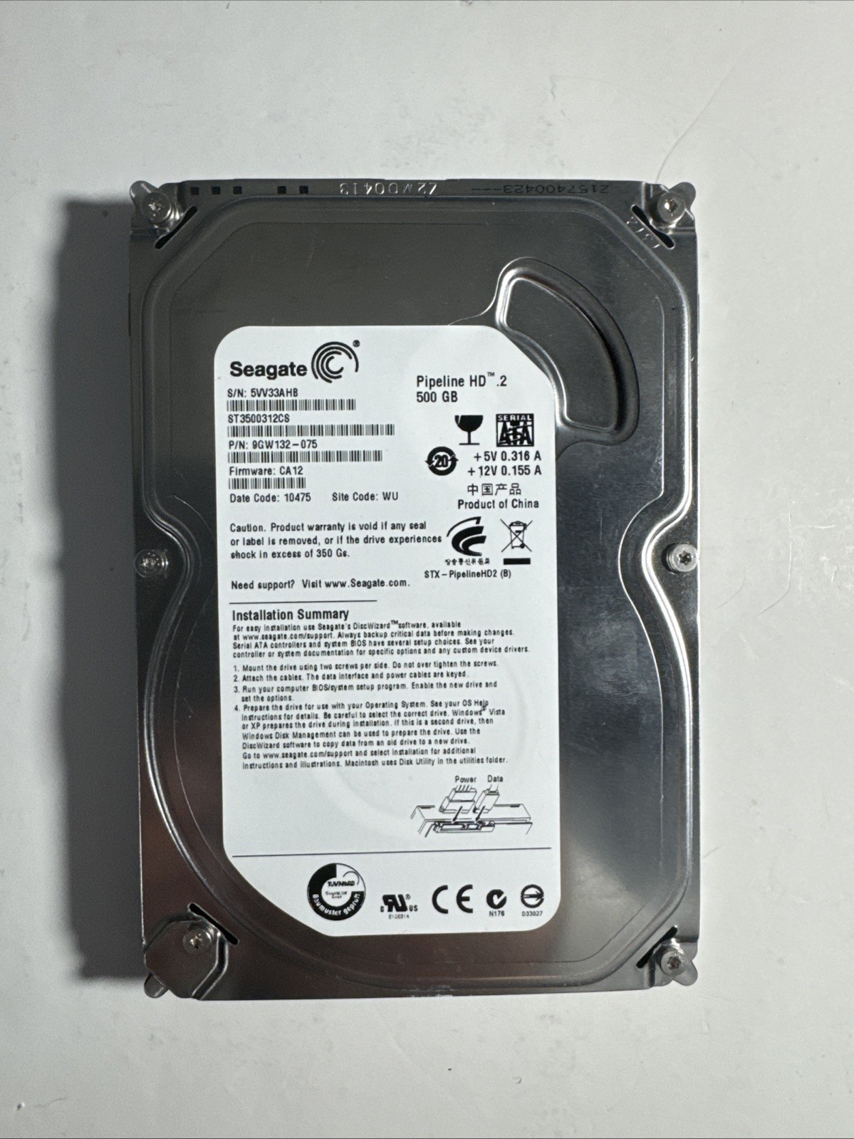 Seagate Pipeline HD 500GB Used Hard Disk Drive 3.5 SATA This Is for 5 Units Sale
