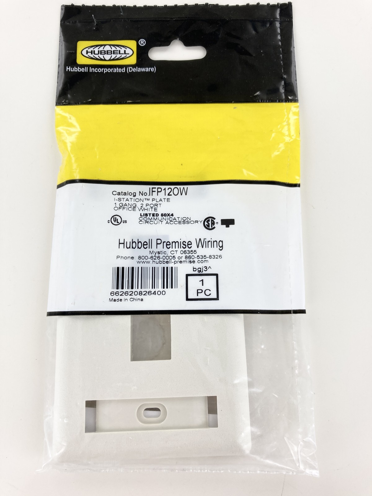 Hubbell IFP12OW Faceplate, 1 Gang 2 Port Office White