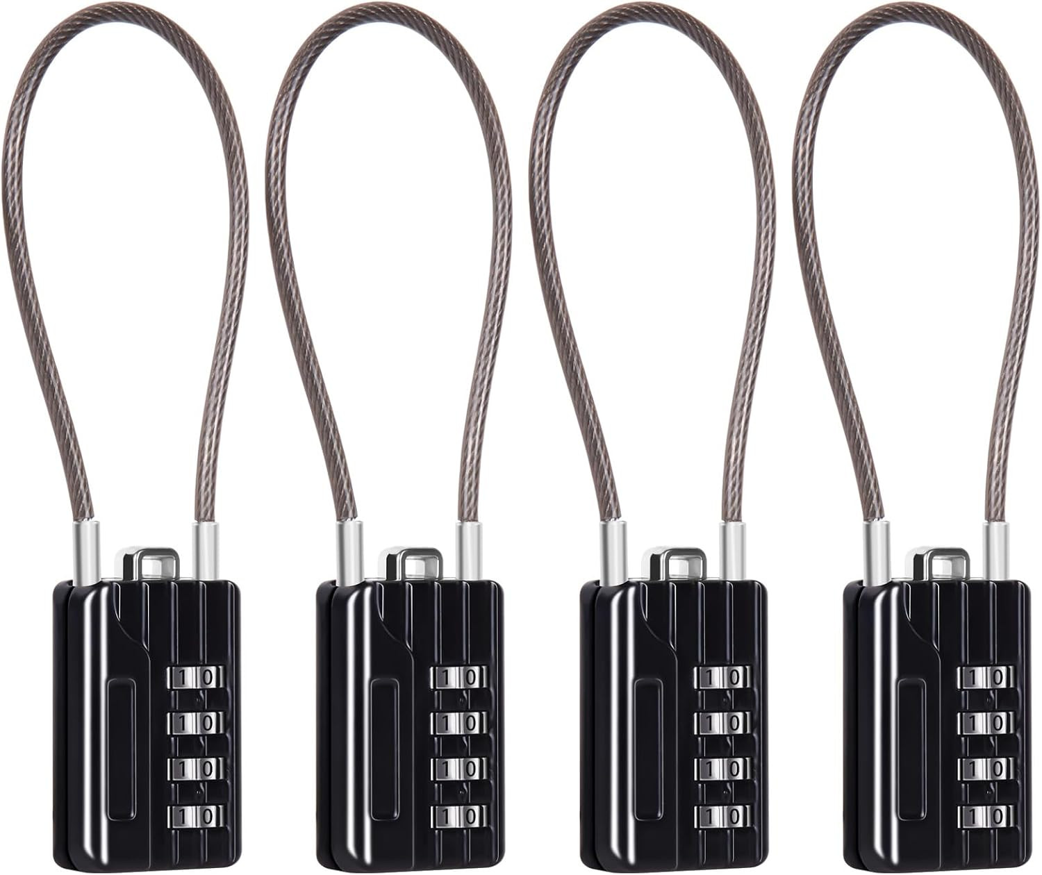 SEPOX® 4-Pack Resettable 4-Digit Metal Padlocks with 7-Inch Cable