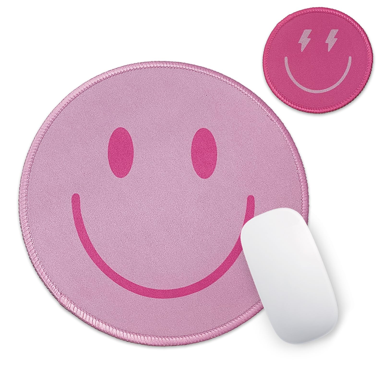 Small Round Travel Mouse Pad Cute Funny Mousepad Preppy Smile Face Mousepads ...