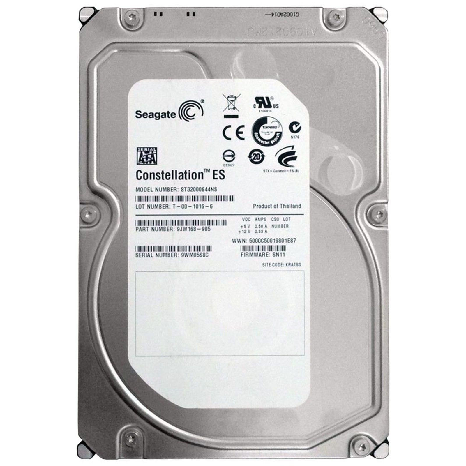 Seagate Constellation ST32000644NS 2TB 7200 RPM 64MB Cache SATA 3.0Gb/s 3.5" Ent