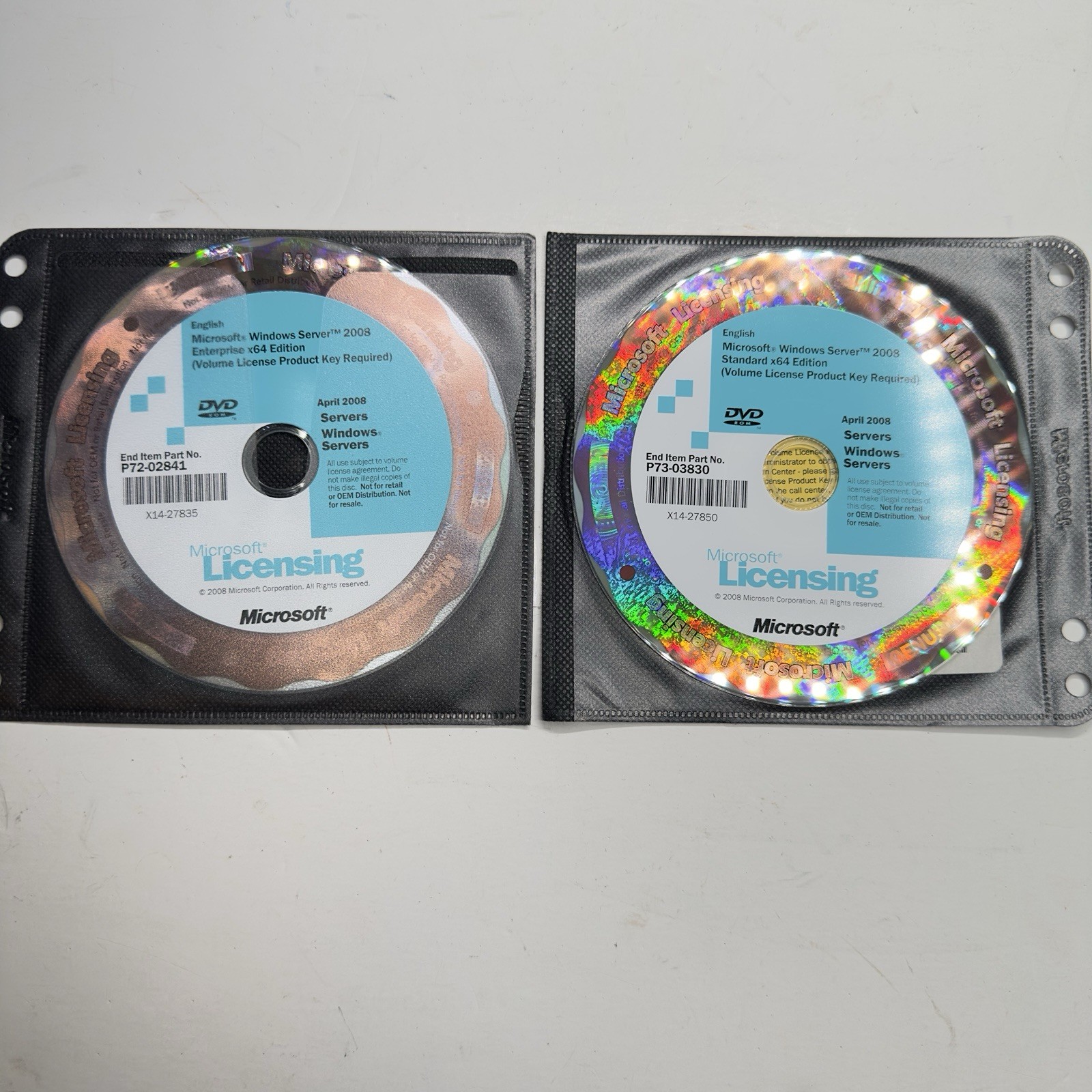 Microsoft Windows Server 2008 Enterprise x64 & Standard x64 DVD Lot Genuine
