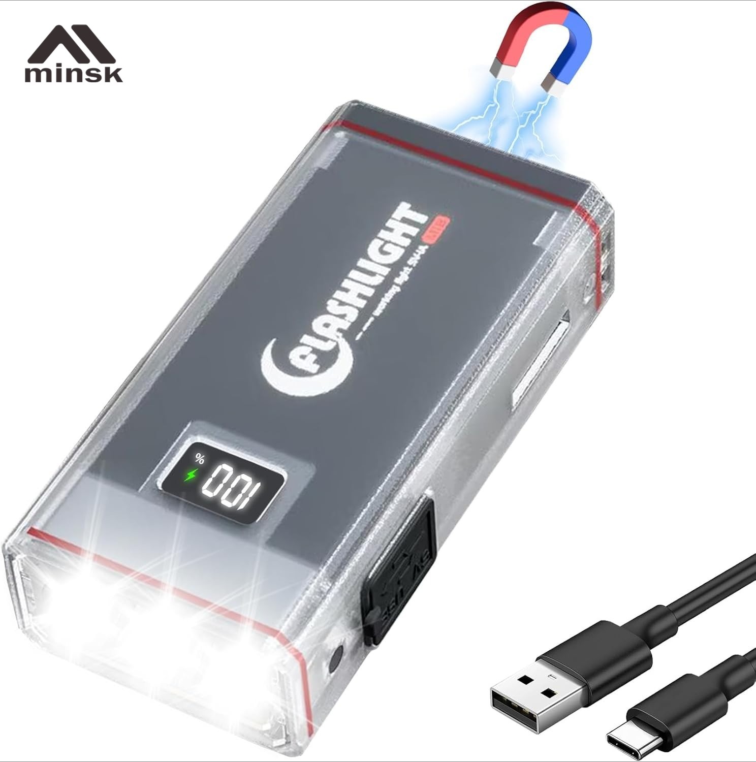 EDC Flashlight 3300LM Rechargeable USB-C Power Bank Magnetic Floodlight