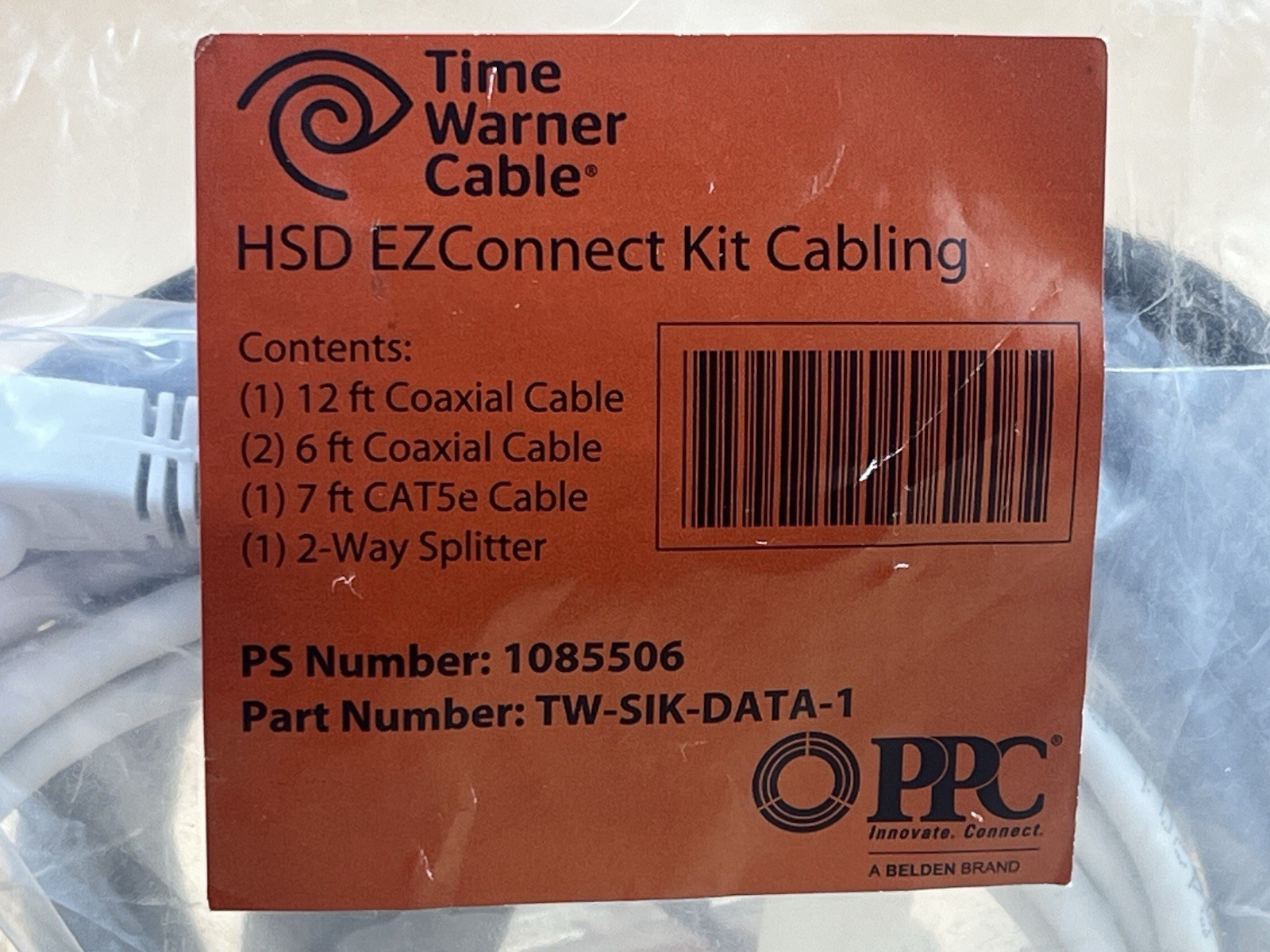 Time Warner Cable HSD EZConnect Kit Cabling PS # 1085506 NEW Sealed