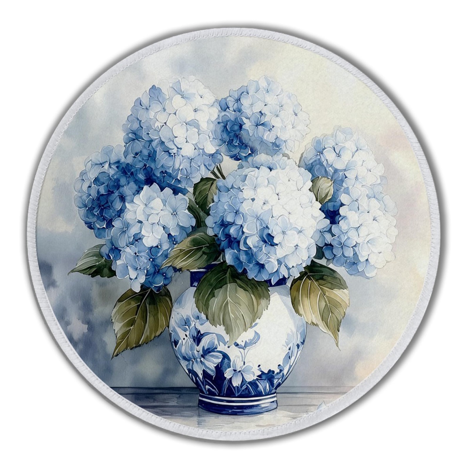 Blue Hydrangea Chinoiserie Chinese Decor Round Small Pad 8.6x8.6in