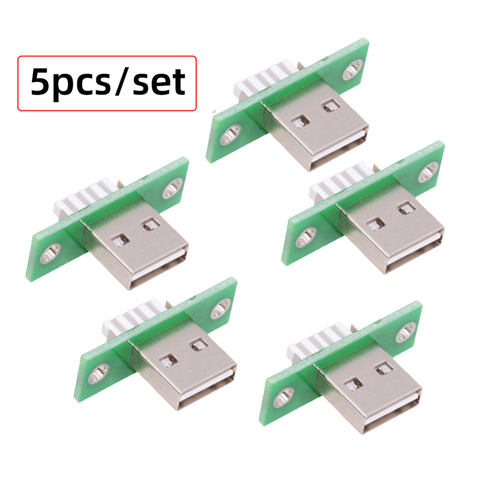 CY 5pcs DIY OEM USB Type-A Female Socket Solder Connector with Panel Mount
