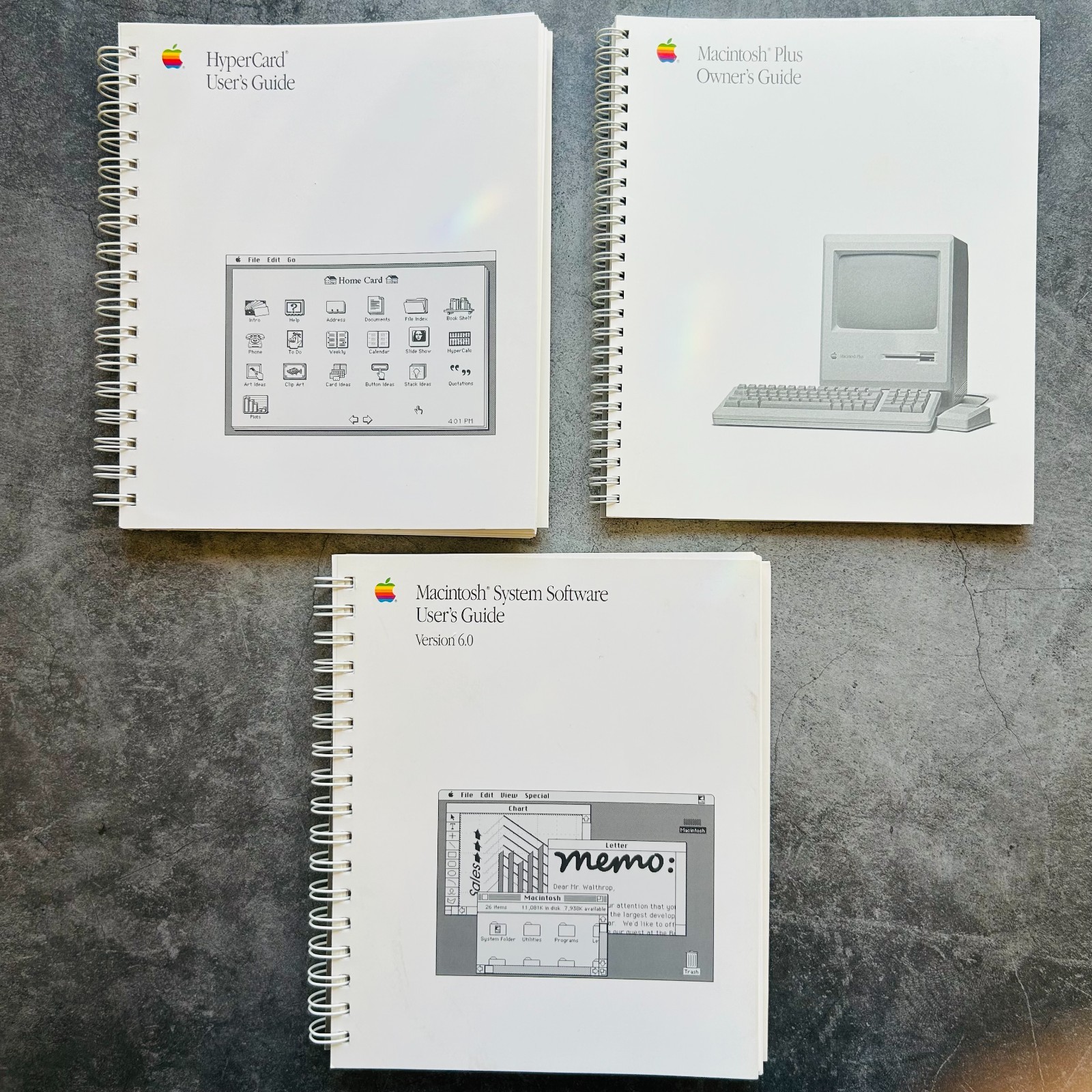 Apple Macintosh User's Guide + HyperTalk Guide + Owners Guide Book Lot 1989