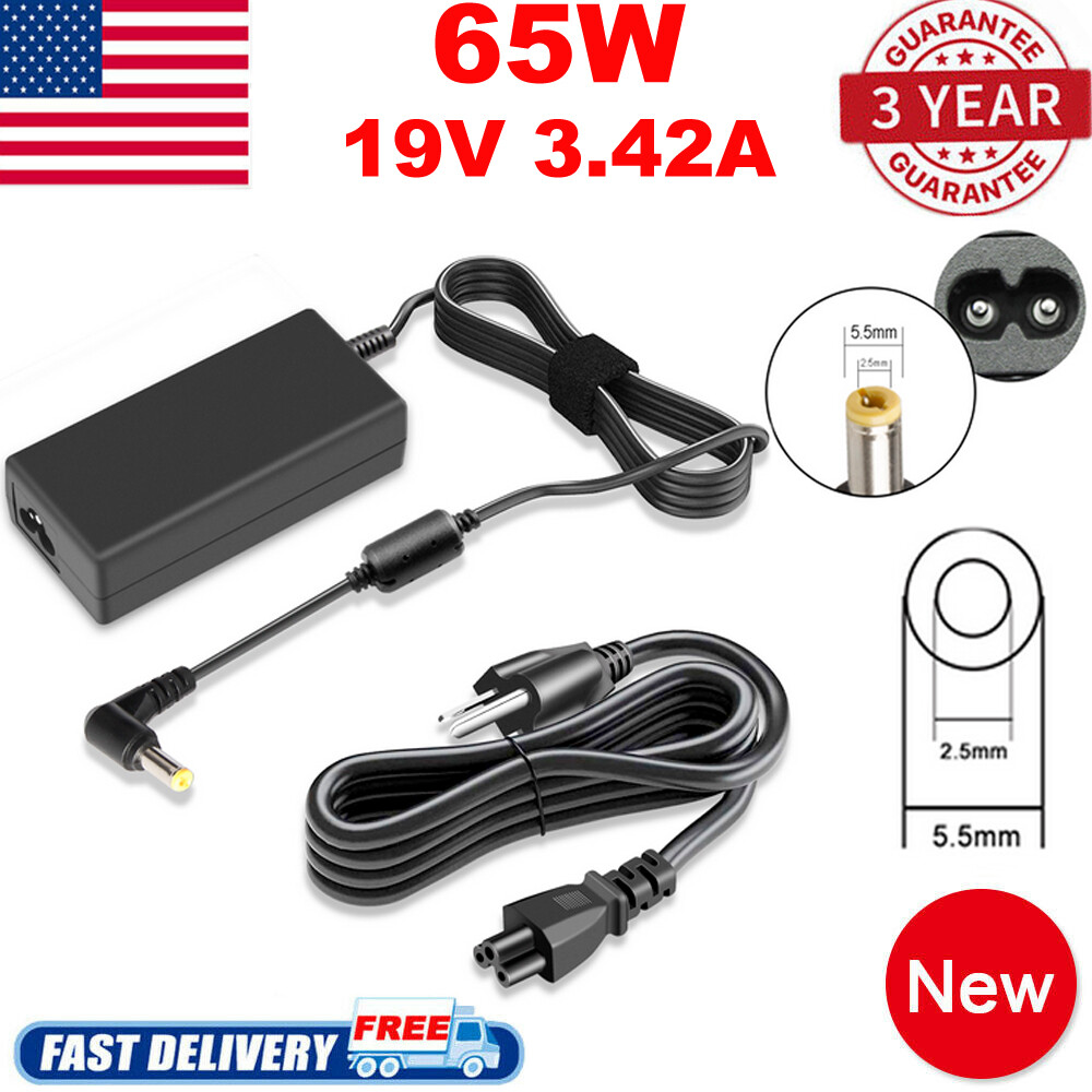 AC Adapter For ASUS VG245H VG245HE 24" LED FHD Monitor 65W Power Supply Cord