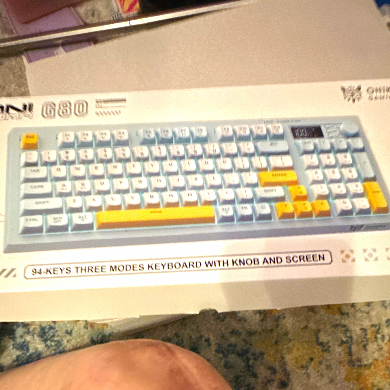 Onikuma G80 94-Key 3-Mode RGB USB-C Keyboard w/ Knob & Screen, QWERTY