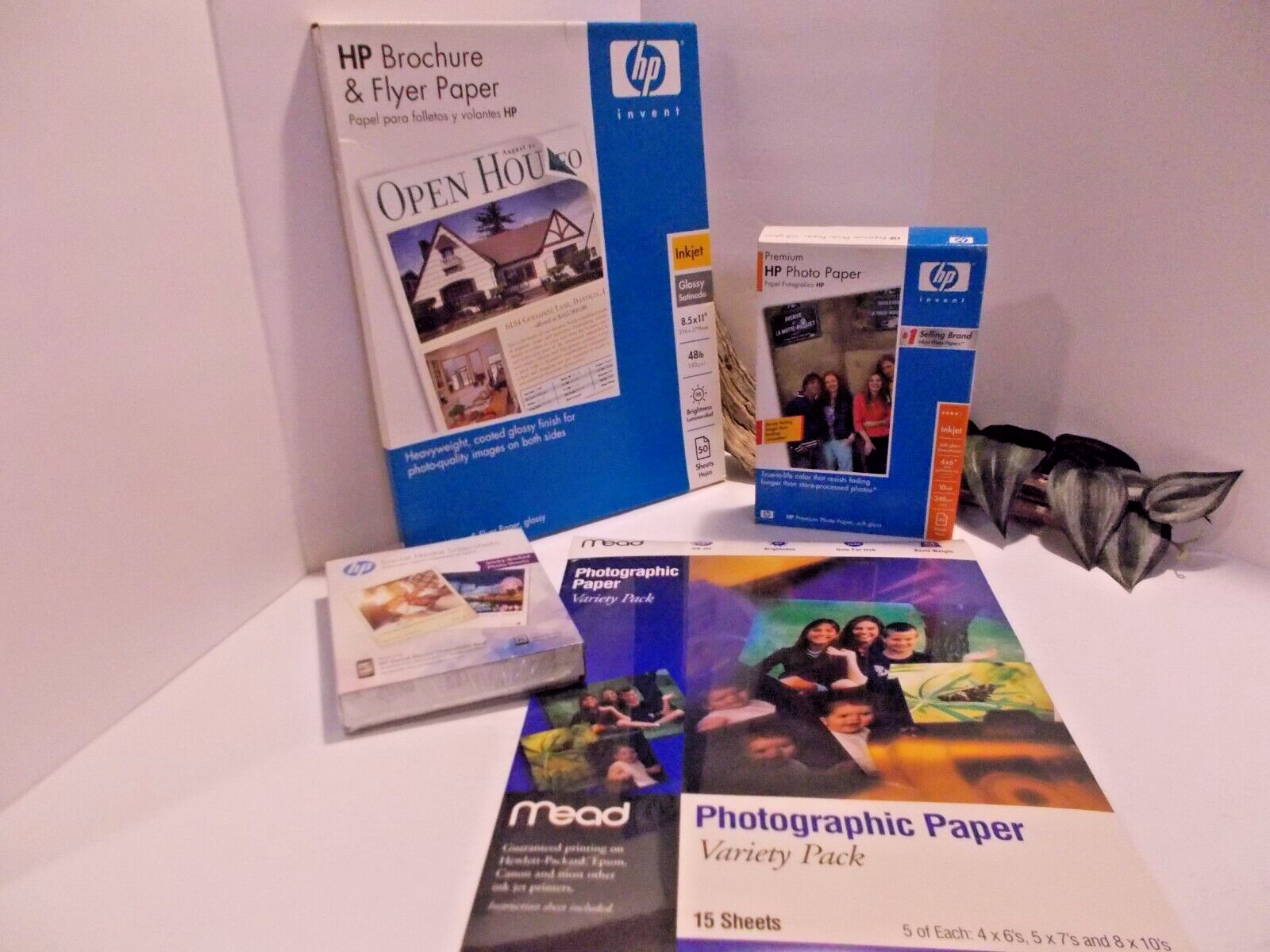 HP Everyday Photo Paper Brochure Paper Photo Sheets Variety Lot of 4 Packages