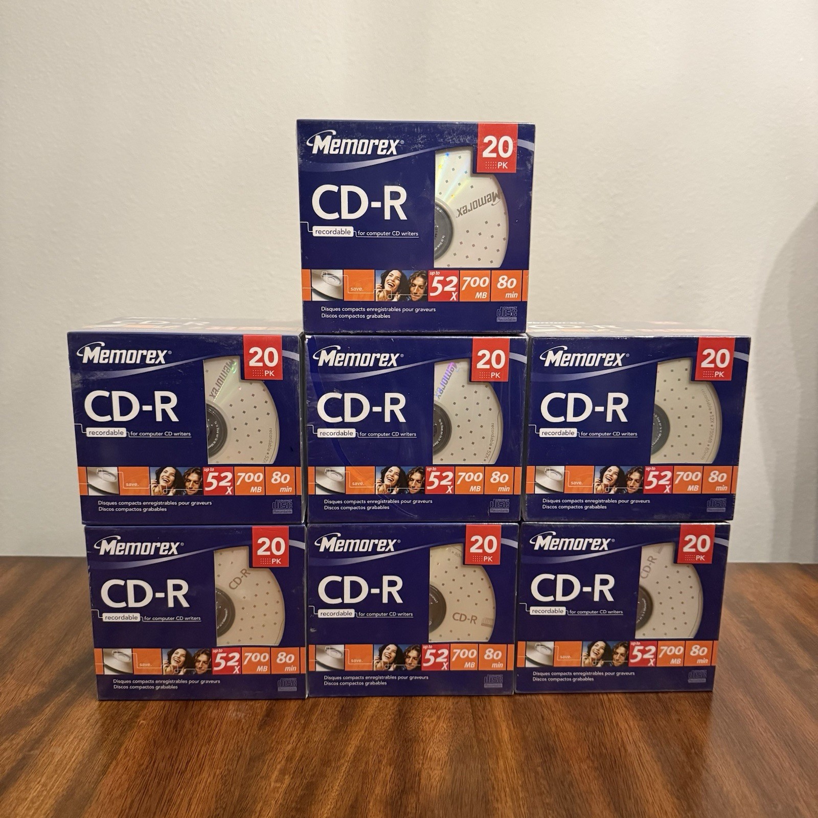 Lot Of 7 New Memorex 20 Pack CD-R 700MB Blank CD 80 min 52x Sealed  - 140 Total