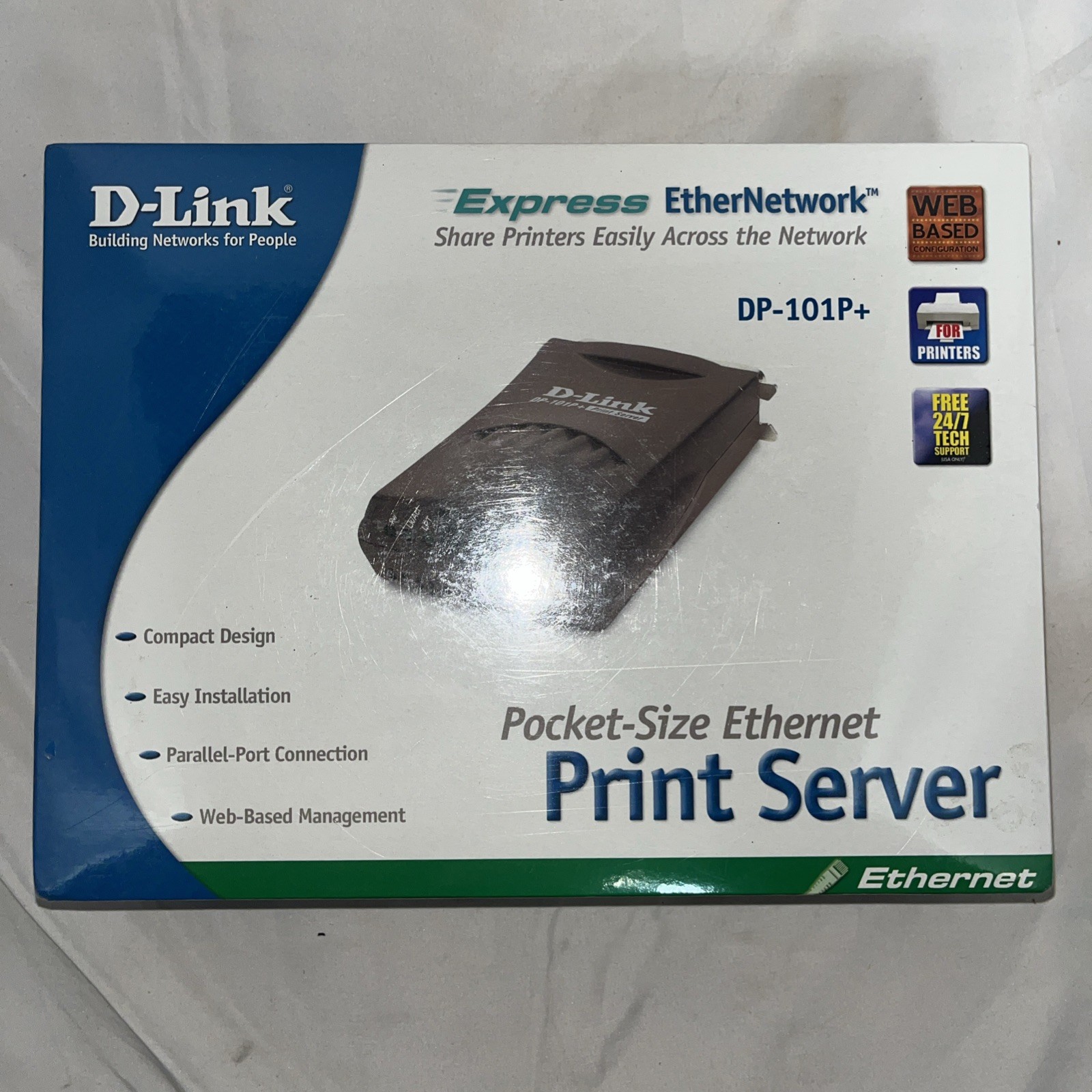 D-Link DP-101P+ Pocket Ethernet Print Server New Sealed