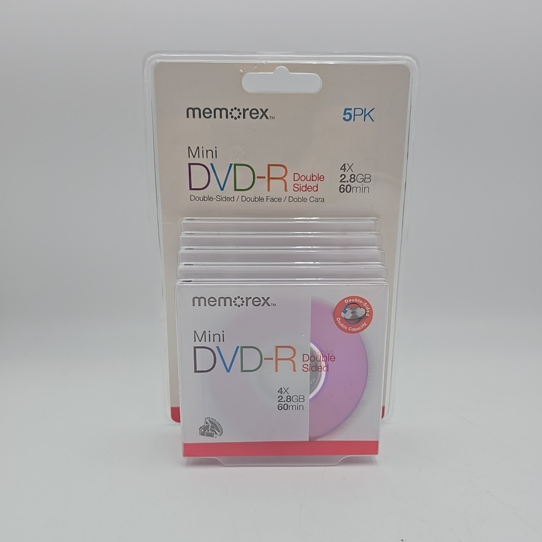 Memorex Mini DVD-R 5 Pack 2.8GB 60 Min SP Mode Double Sided for DVD Camcorder