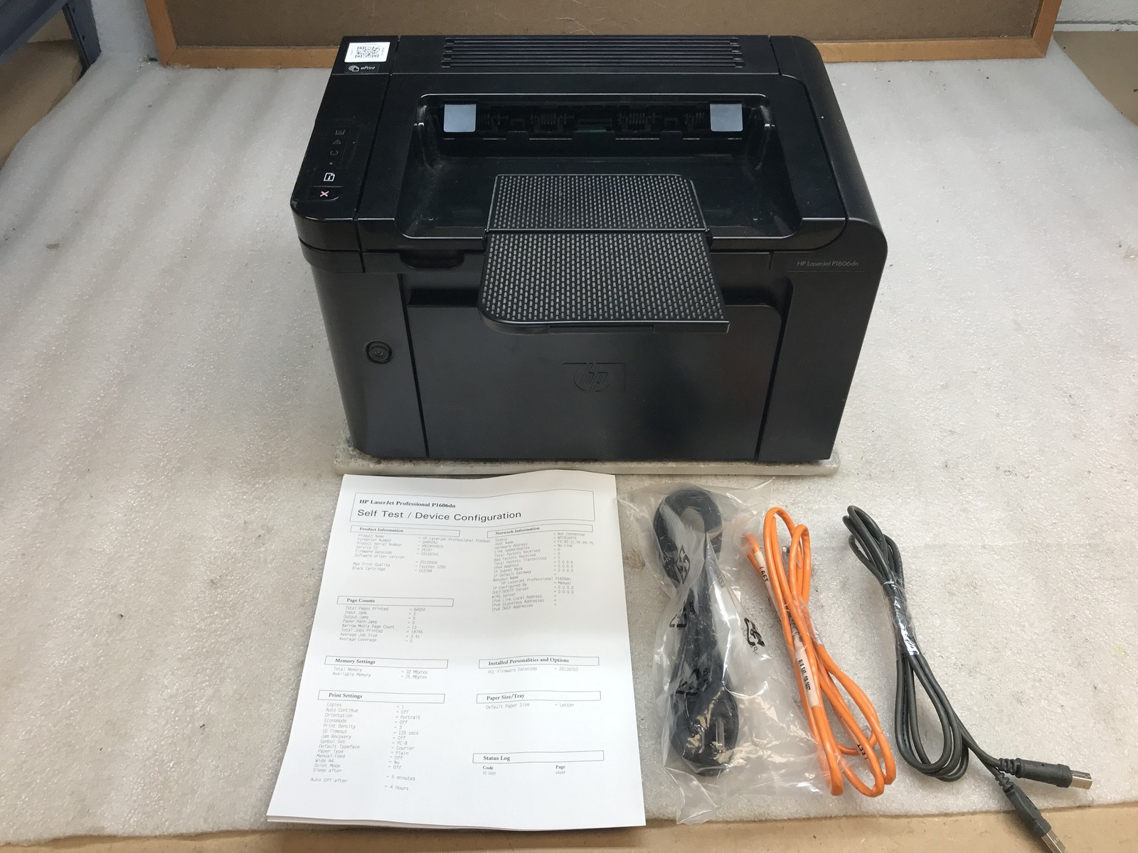 HP LaserJet P1606DN Monochrome Laser Printer 64k Pg Ct w/ Cables *NO TONER INCL*