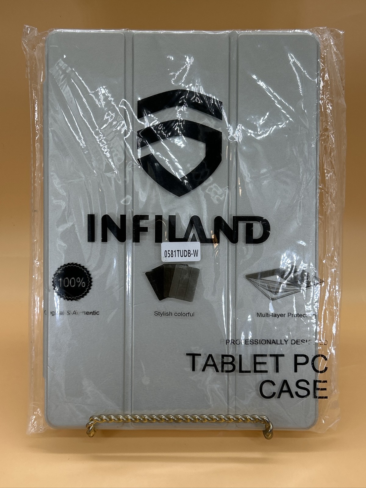 Infiland Folding Folio Tablet PC Case Stand Gray Protective Cover. Multilayer.