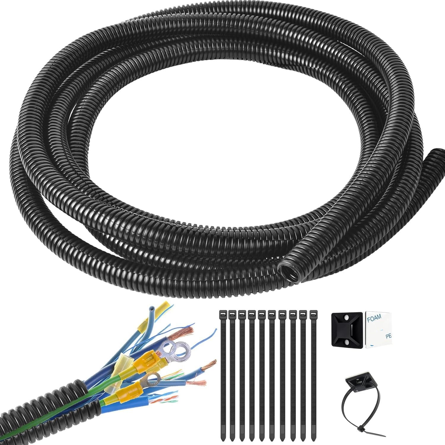 1/2 Inch Wire Loom Split Tubing - 10 Ft Cord Protector Electric Wires Covers, Au