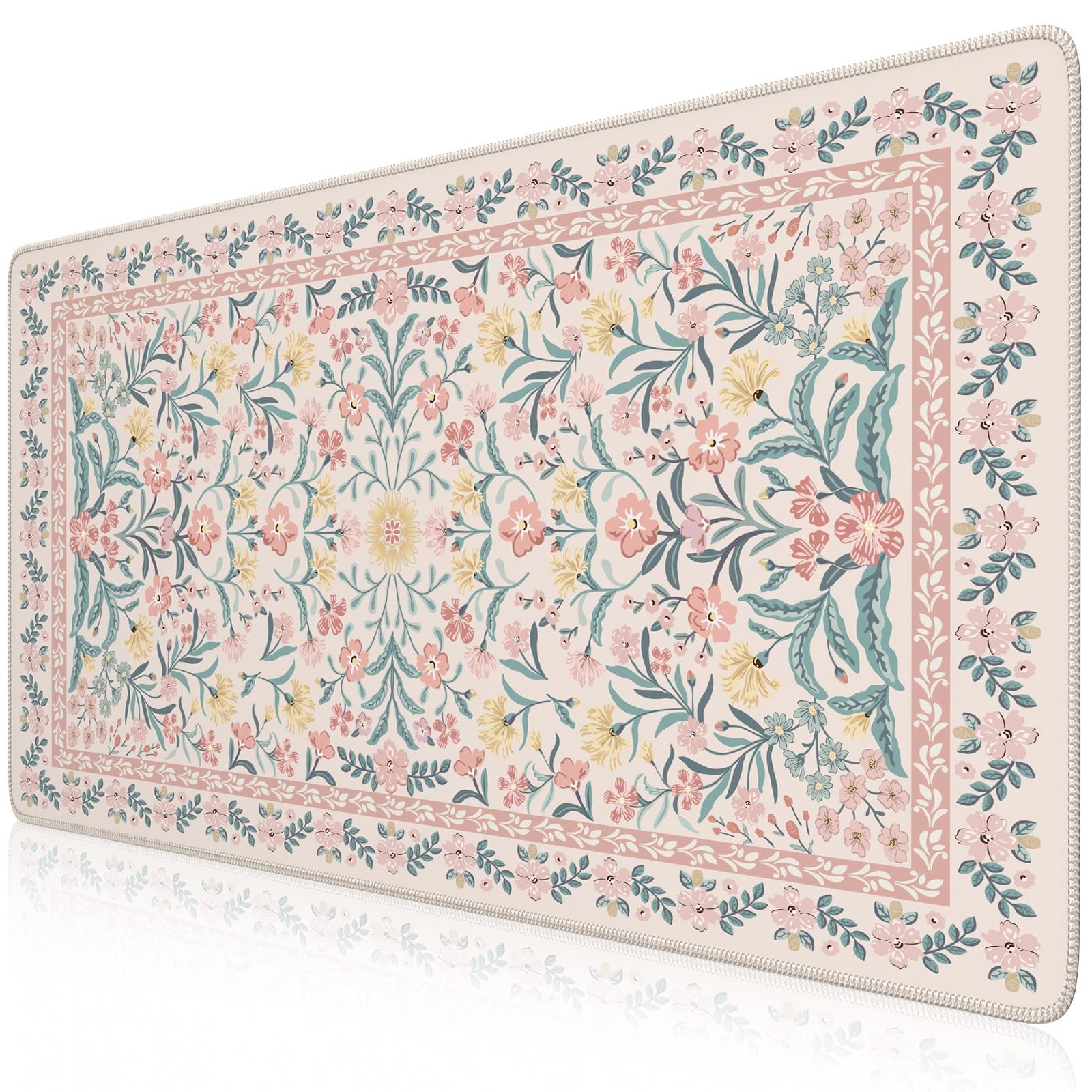 Pink Floral Desk Mat, Desk Pad, XXL Large Pad, Back to Anti-Slip Big Mousepad...