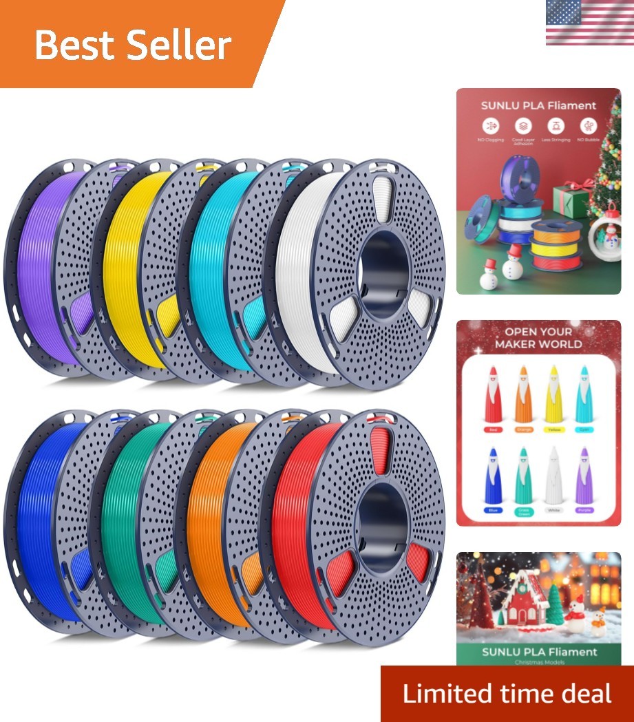 250g PLA Filament 1.75mm Bundle, SUNLU 3D Printer Filament Neatly Wound, Indi...