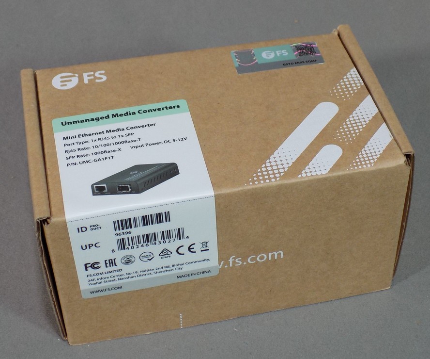 FS Mini Ethernet Media Converter Unmanaged 1x RJ45 to 1x SFP # UMC-GA1F1T